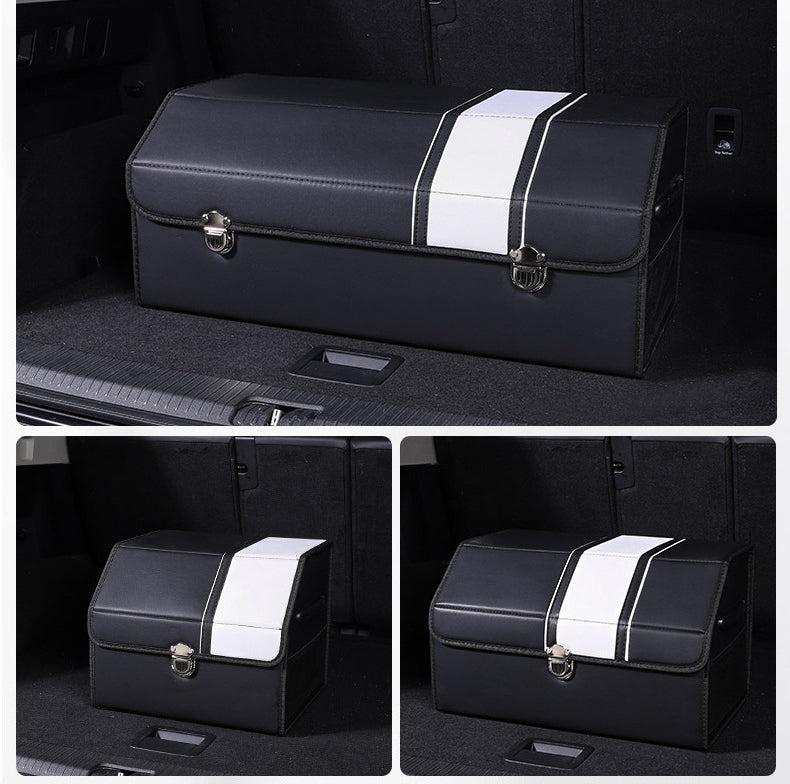 Car Leather Trunk Organizer Box - White Stripe-DIVERSITY