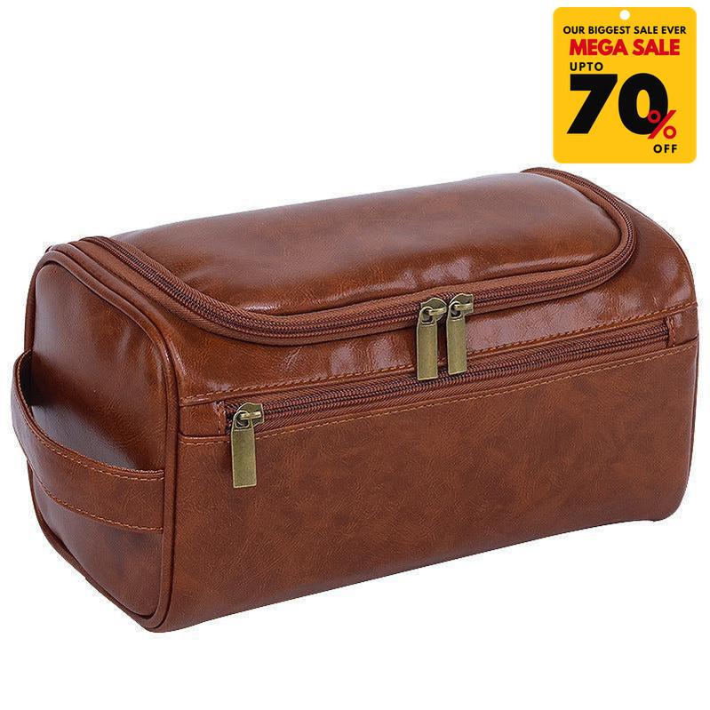 Vintage Faux Leather Toiletry Bag-DIVERSITY