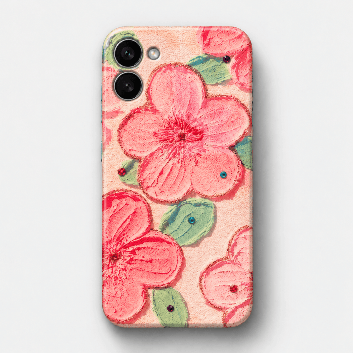 Floral Design Silicone Phone Case - Peach Blossom