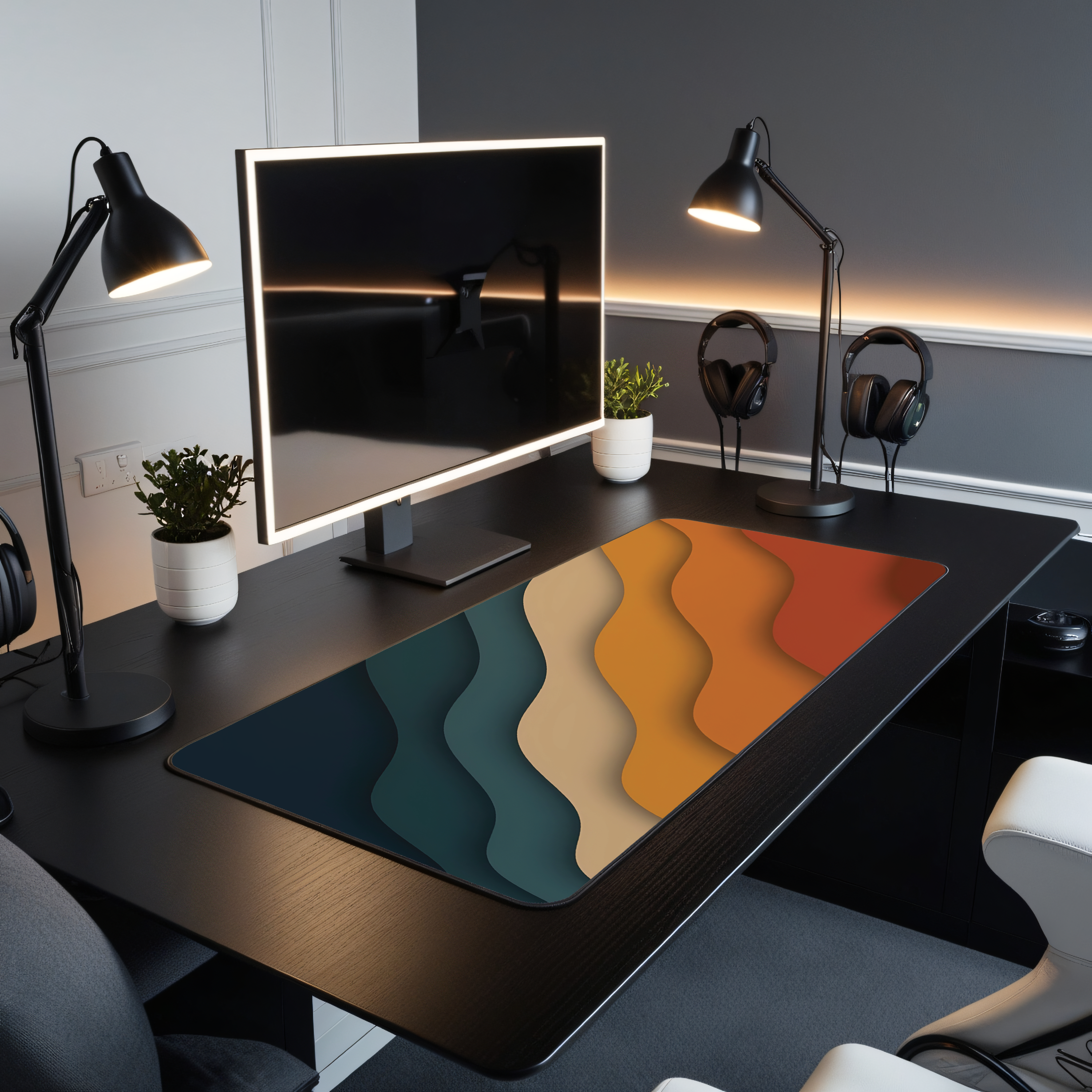 Printed Leather Desk Mat - Rainbow Clouds