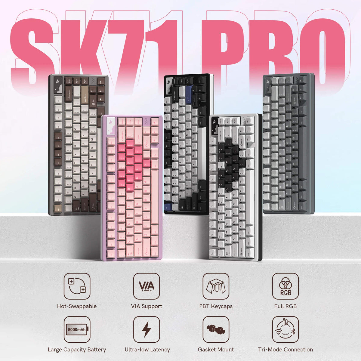WOMIER SK71 Pro 75% VIA Support Wireless Aluminum Mechanical Keyboard