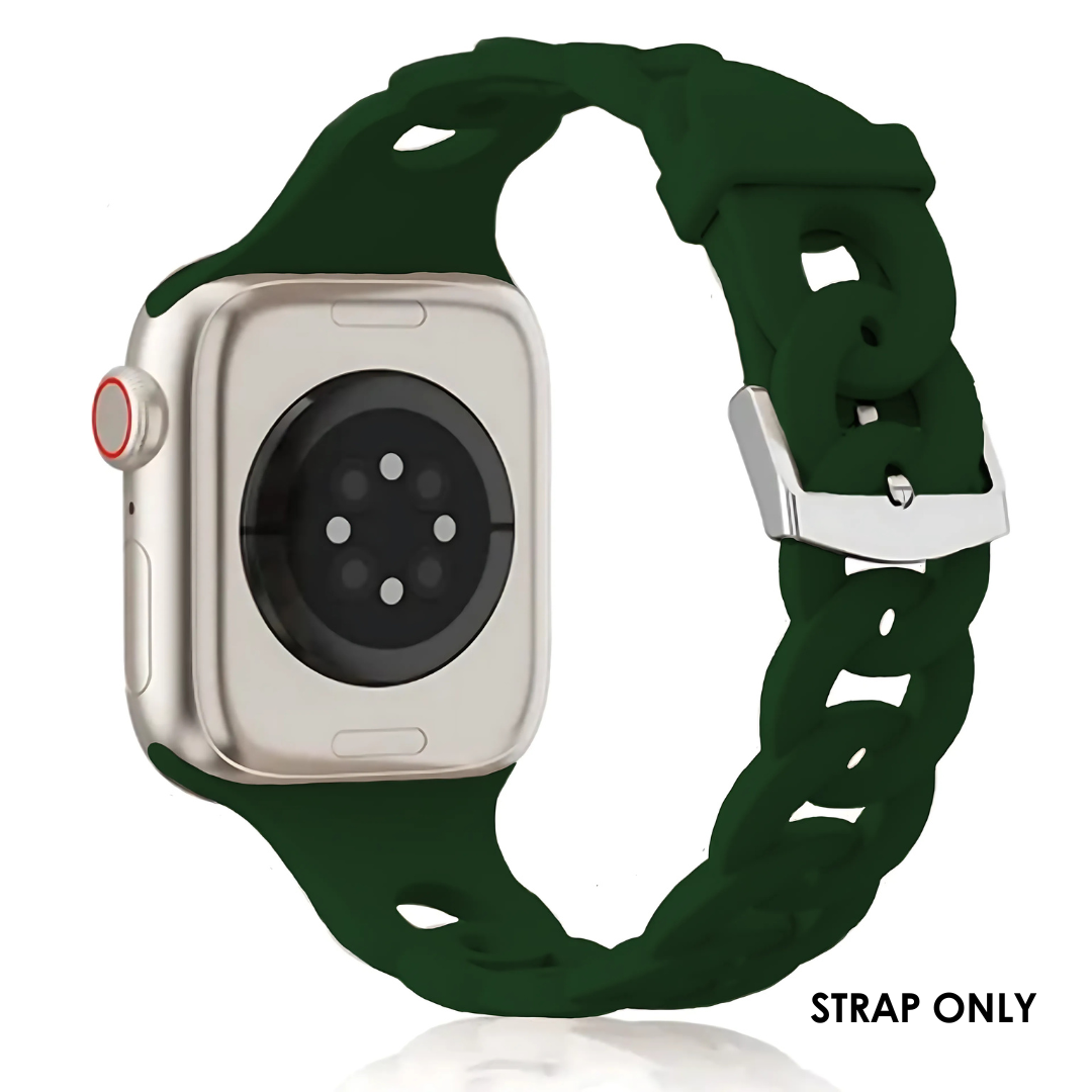 SlimChain Design Silicone Strap For Apple Watch - Forest Green