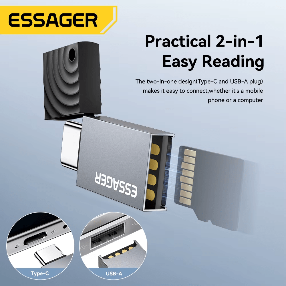 Essager USB-C & USB-A MicroSD / TF Card Reader Adapter