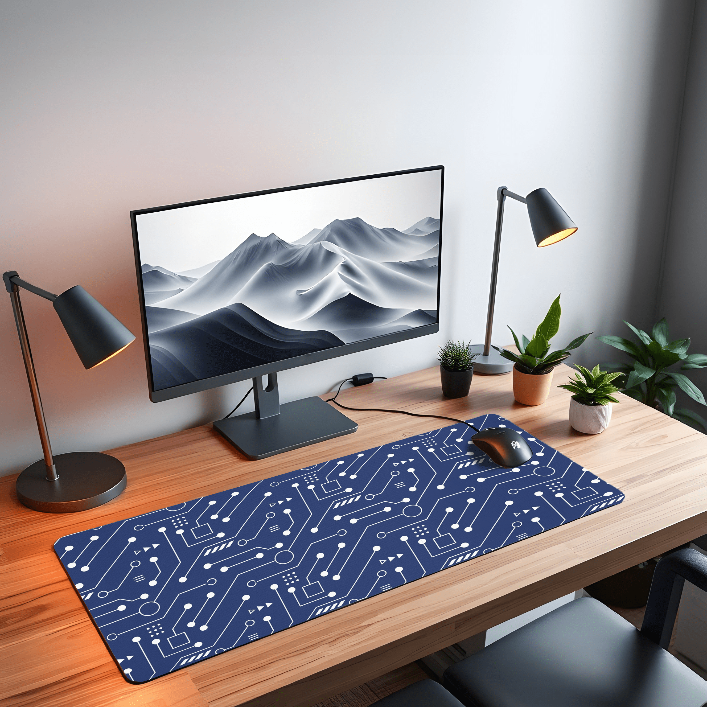 Printed Leather Desk Mat - Techno
