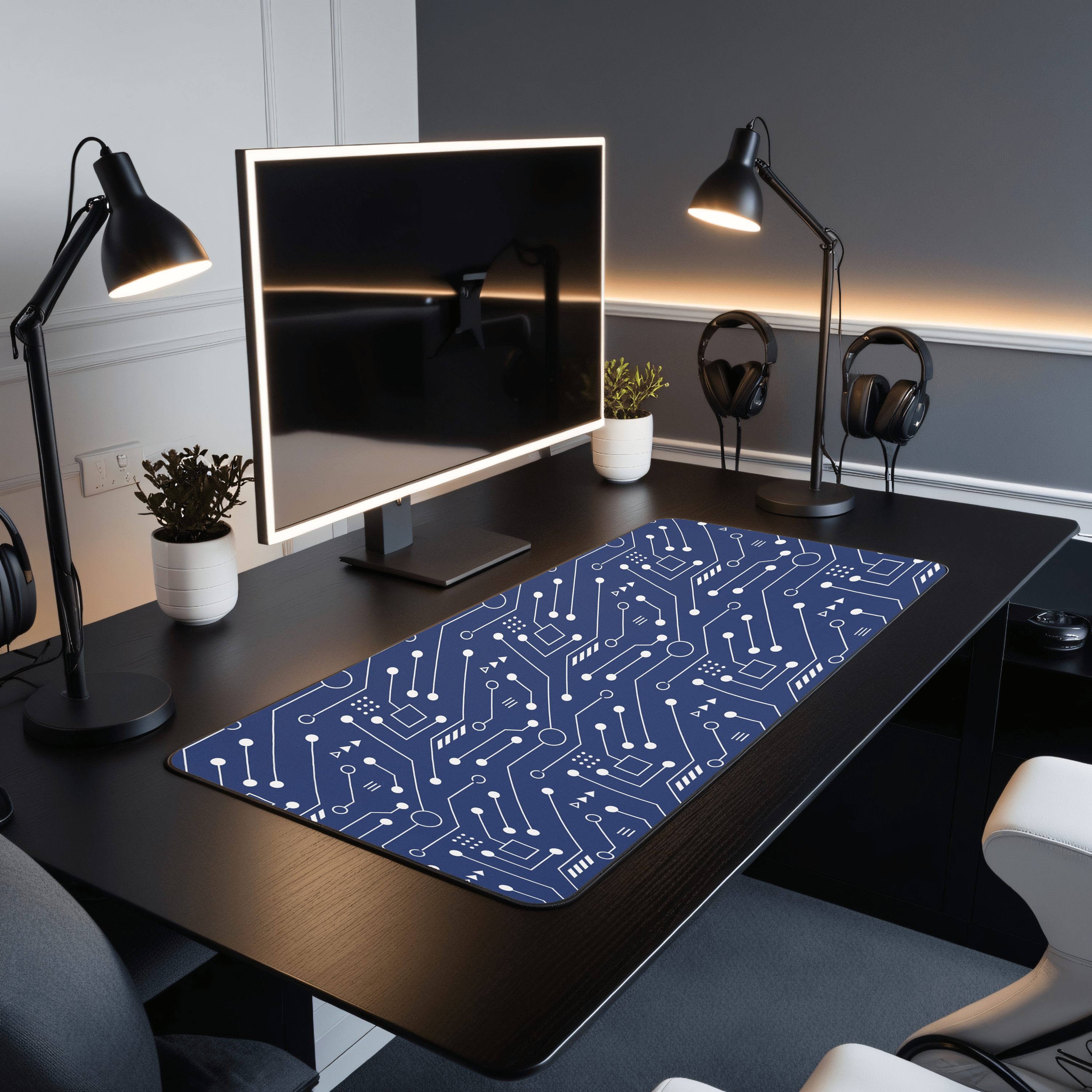 Printed Leather Desk Mat - Techno