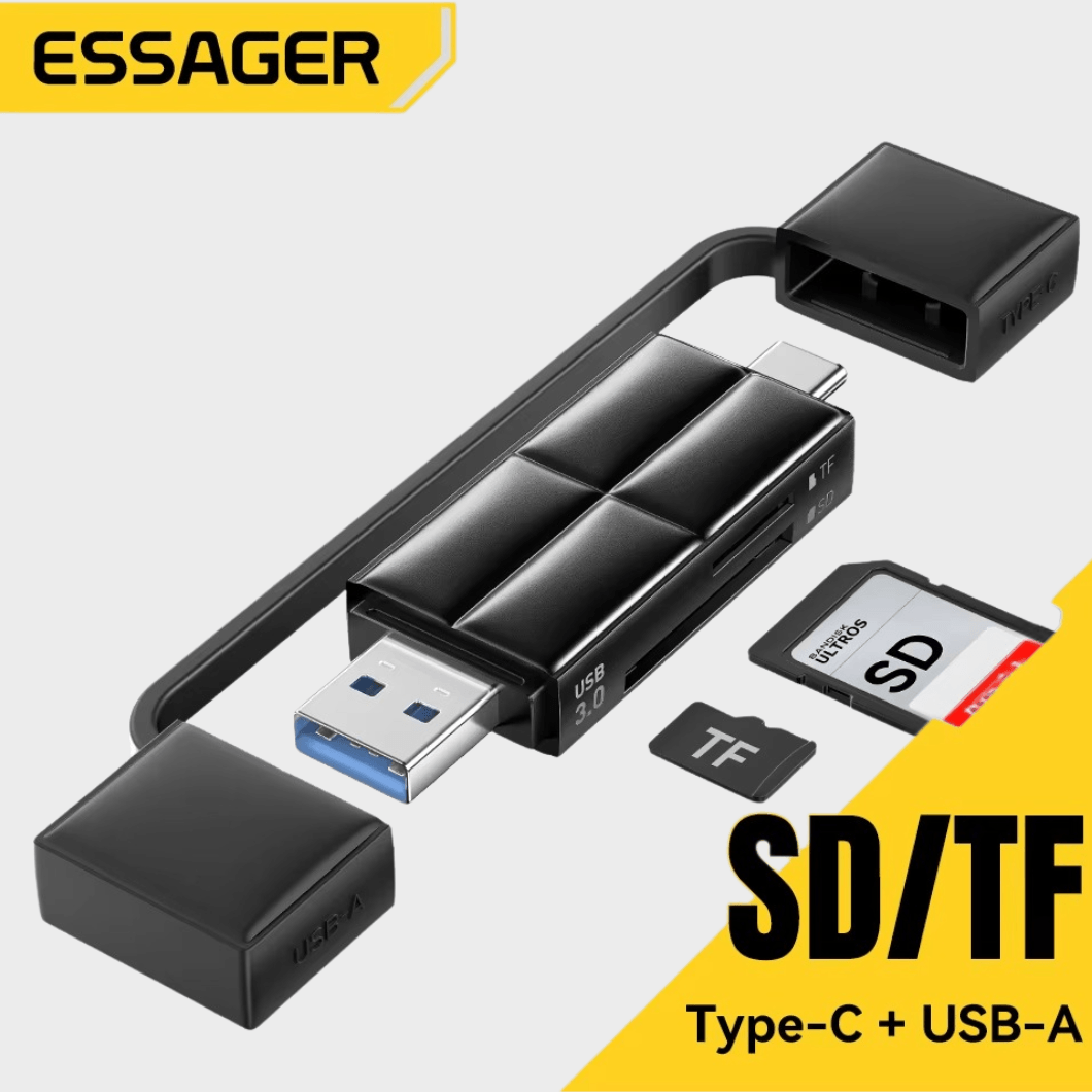 Essager 2-in-1 USB-C & USB-A 3.0 SD/TF Card Reader