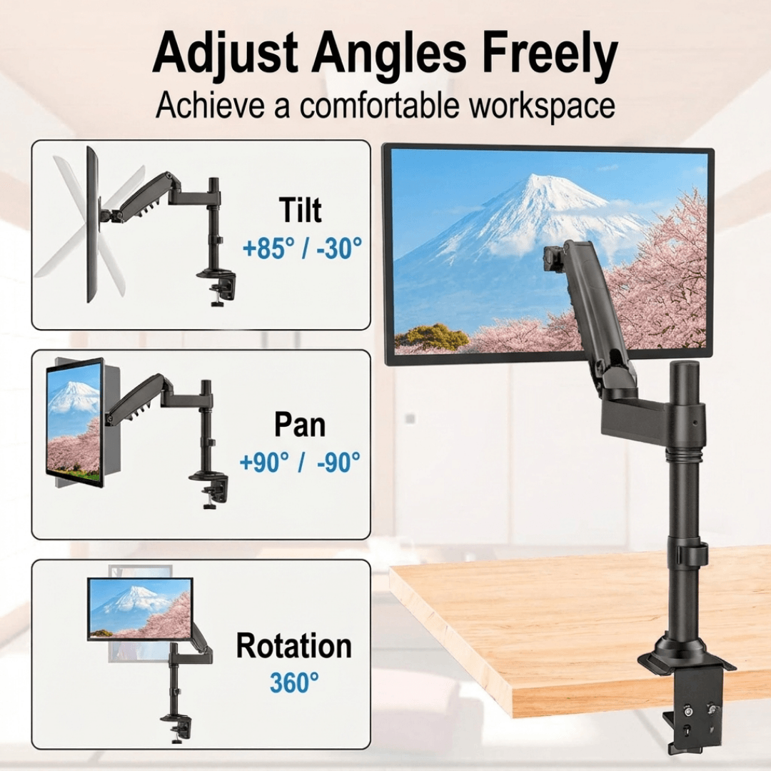 HUANUO Elevation Single Monitor Arm for 13 to 32 Inch Screens