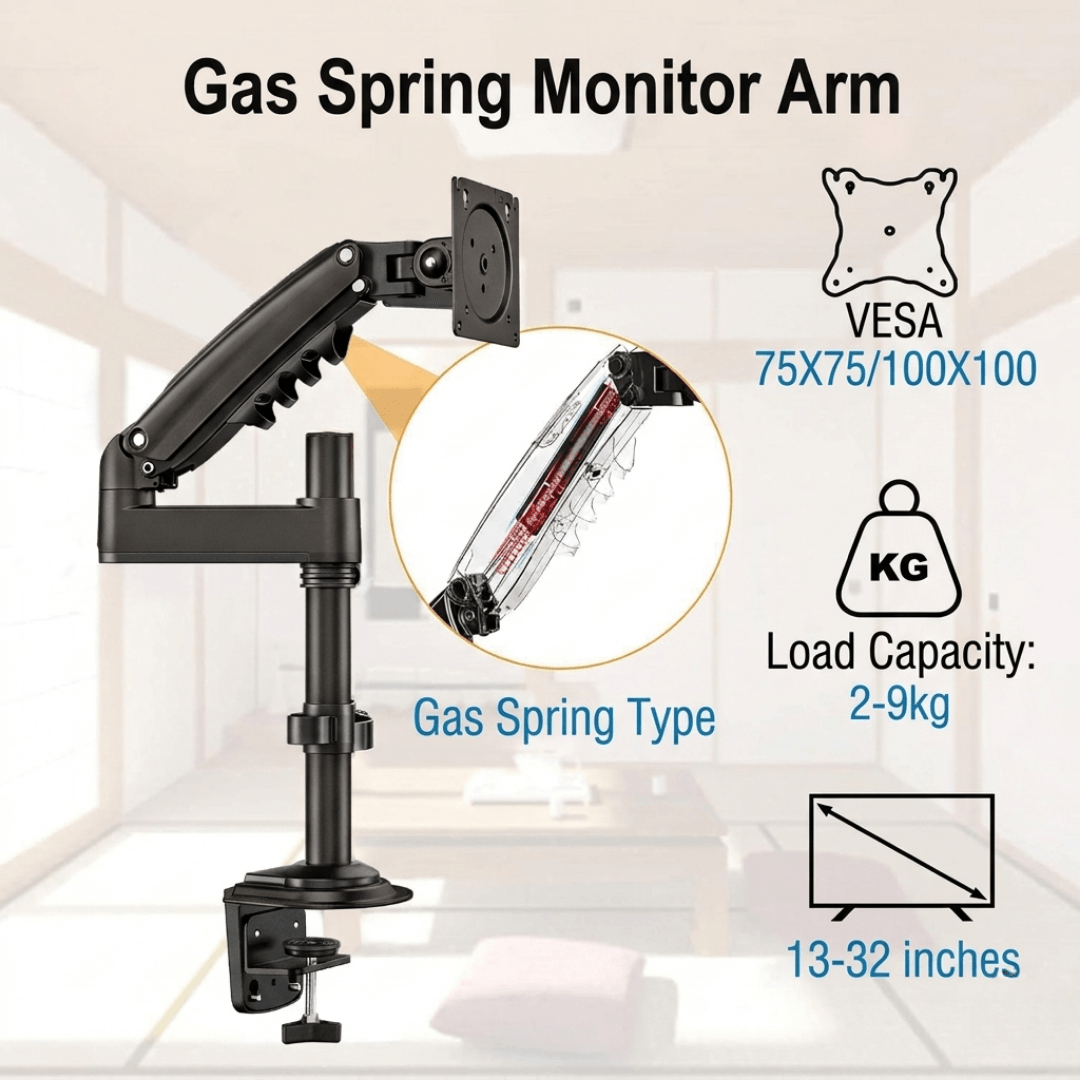 HUANUO Elevation Single Monitor Arm for 13 to 32 Inch Screens