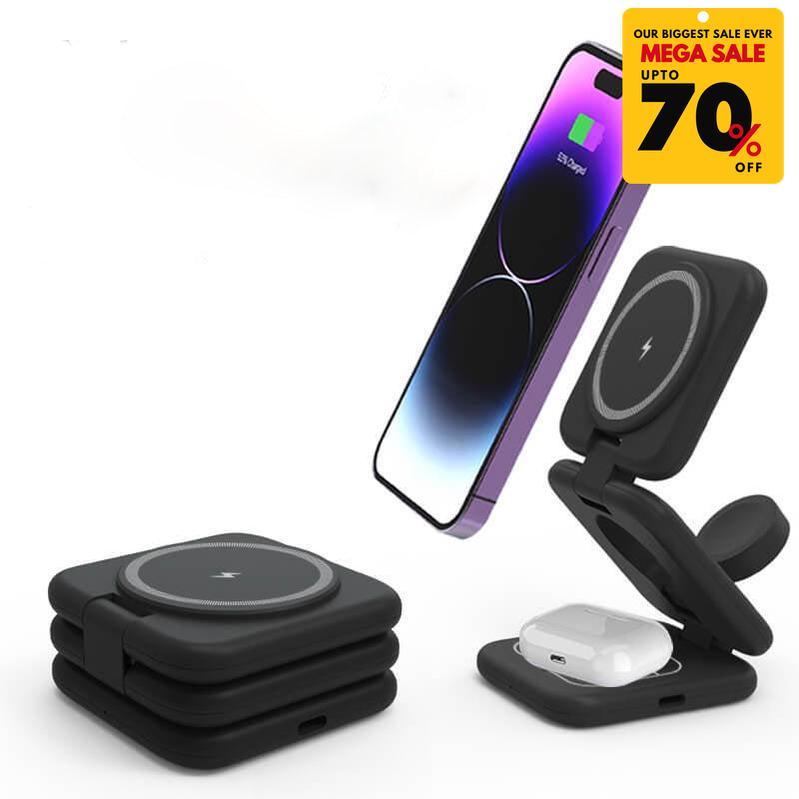 3 in 1 Foldable Magnetic Wireless Charger Stand-DIVERSITY