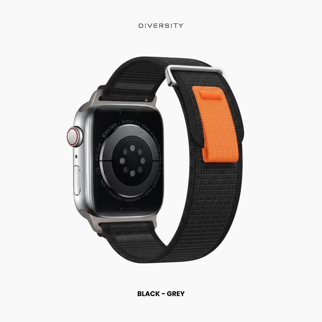Trail Loop Nylon Strap For Apple Watch - Black Grey