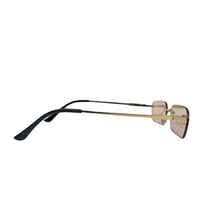 Rimless Rectangular Sunglasses - Light Brown
