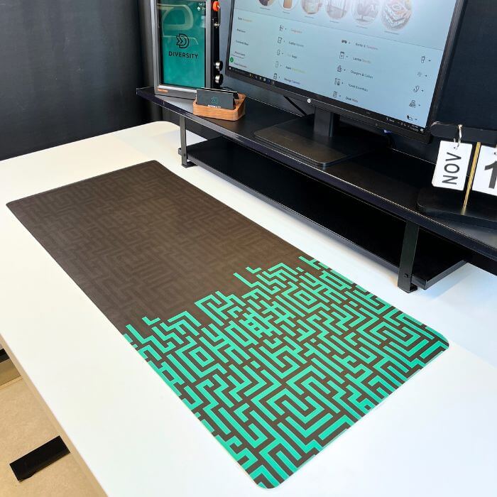 Printed Leather Desk Mat - Maze Green