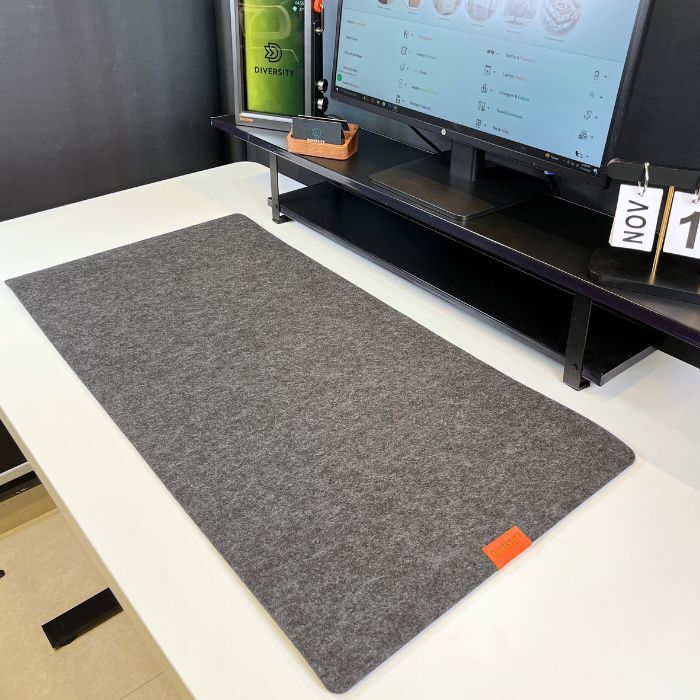Felt Wool Computer Desk Mat - Medium Grey