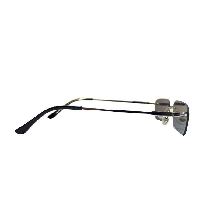 Rimless Rectangular Sunglasses - Silver Black