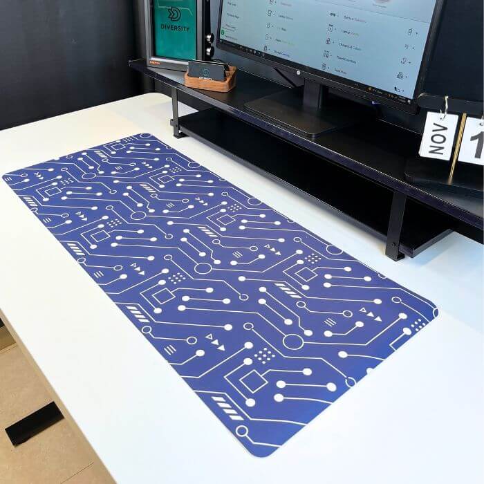 Printed Leather Desk Mat - Techno
