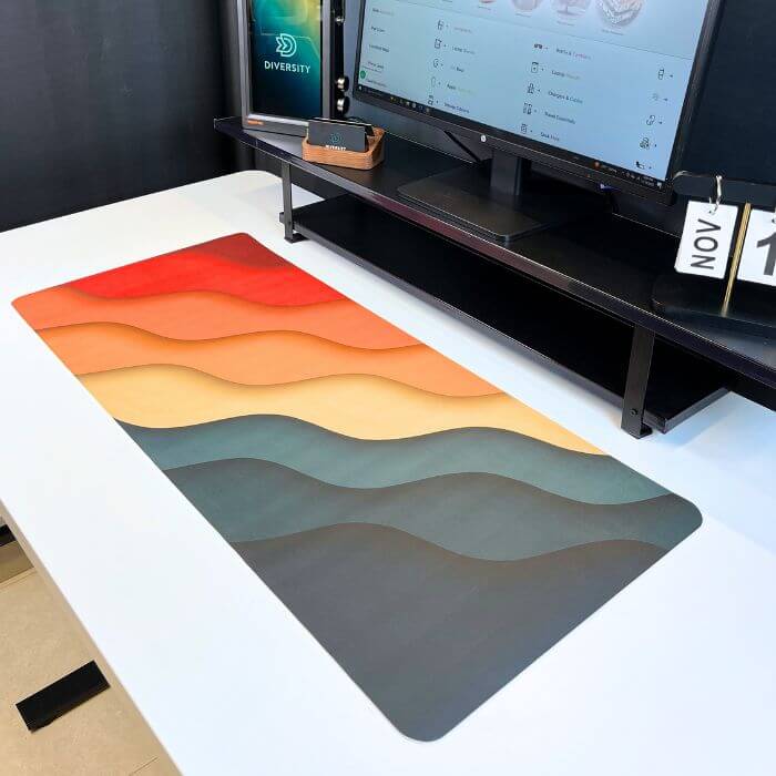 Printed Leather Desk Mat - Rainbow Clouds