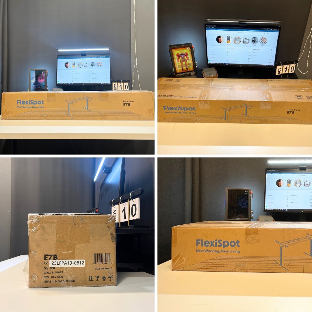 FlexiSpot E7 - Dual Motor Premium Standing Desk With Black Frame - Pure Frost