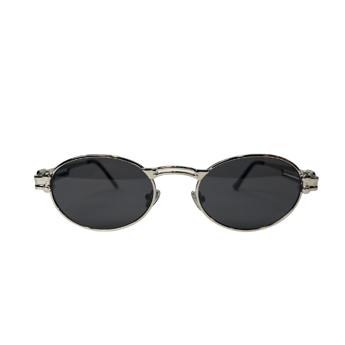 Vintage Oval Sunglasses - Silver Black