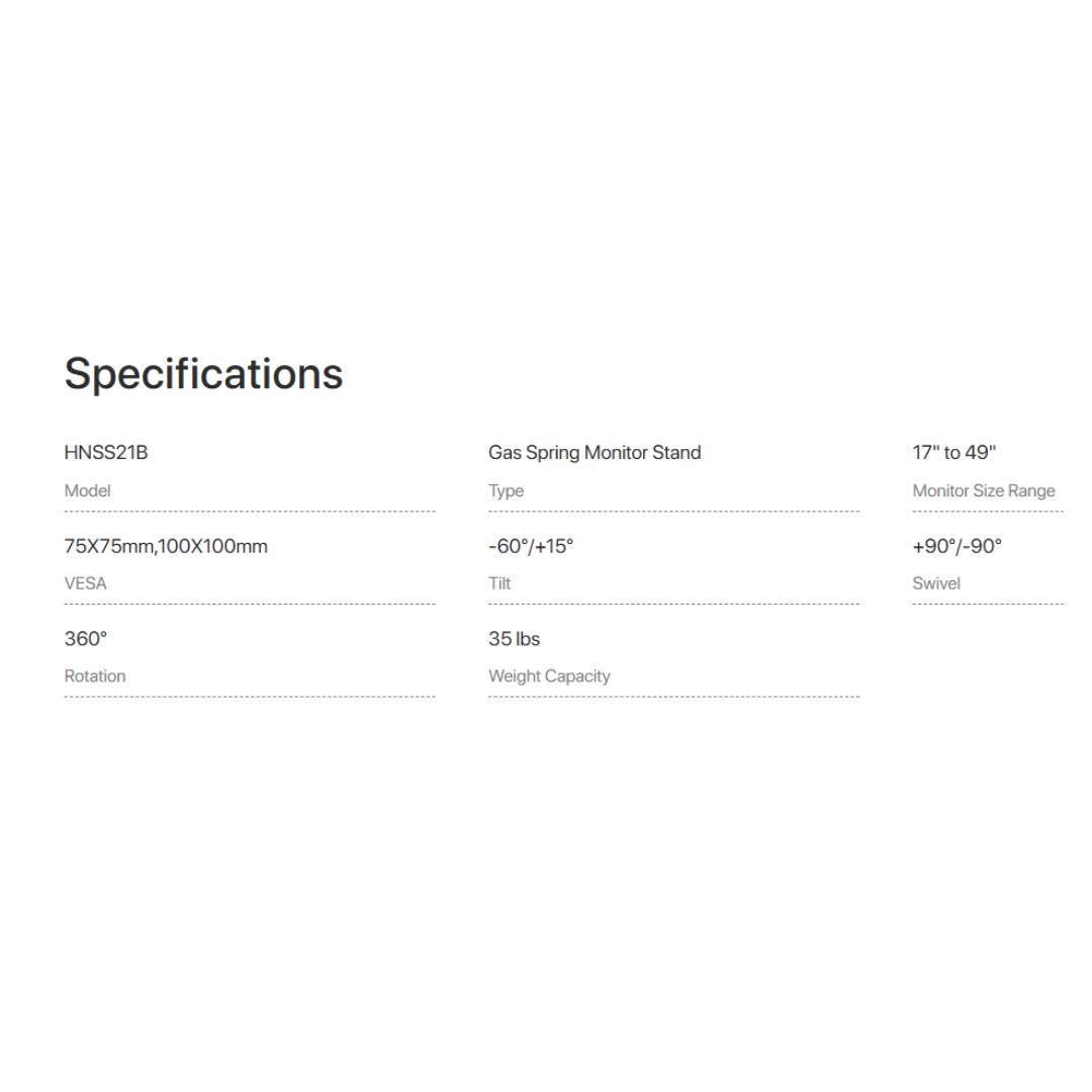 HUANUO Heavy-Duty Single Monitor Arm - Grey