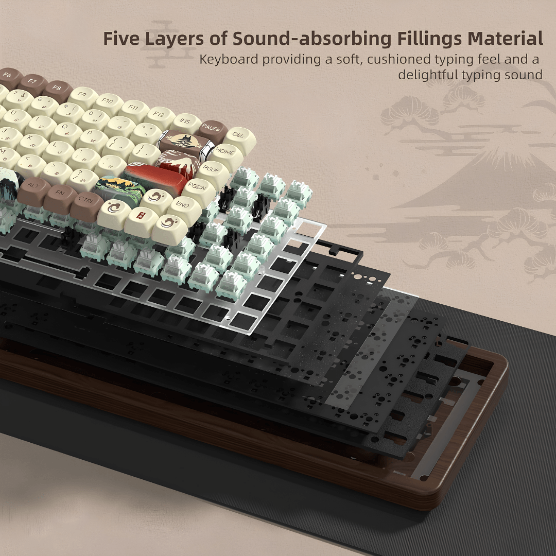 WOMIER WD75 75% VIA Support Wireless Wooden Keyboard