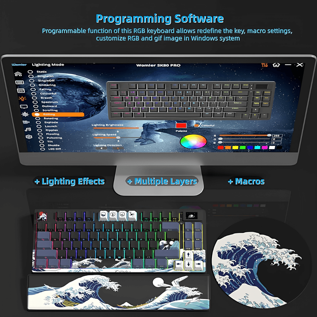 WOMIER SK80 Pro 75% Wireless Mechanical Keyboard with Multimedia Display