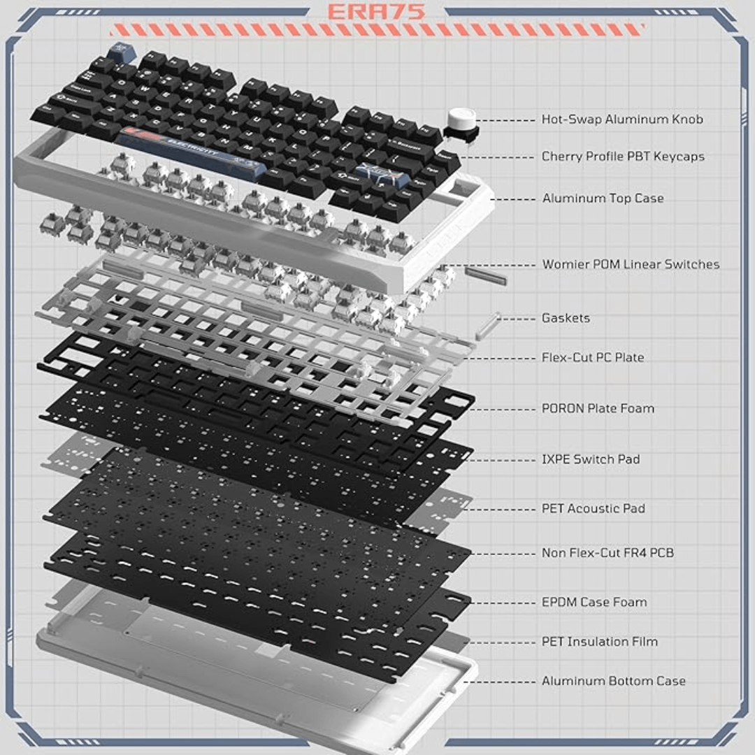 WOMIER ERA75 75% VIA Support Wireless Aluminum Mechanical Keyboard