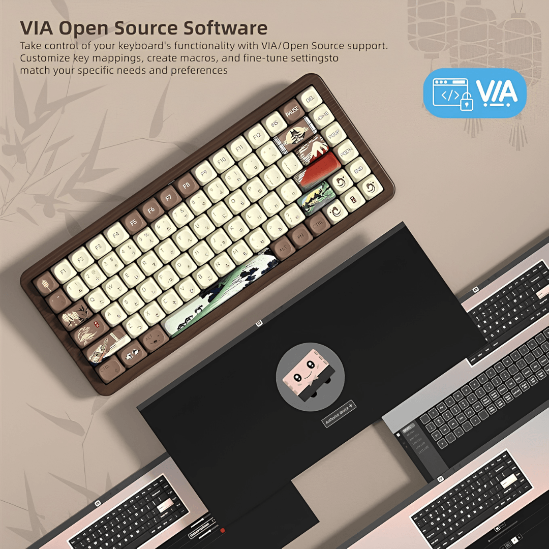 WOMIER WD75 75% VIA Support Wireless Wooden Keyboard