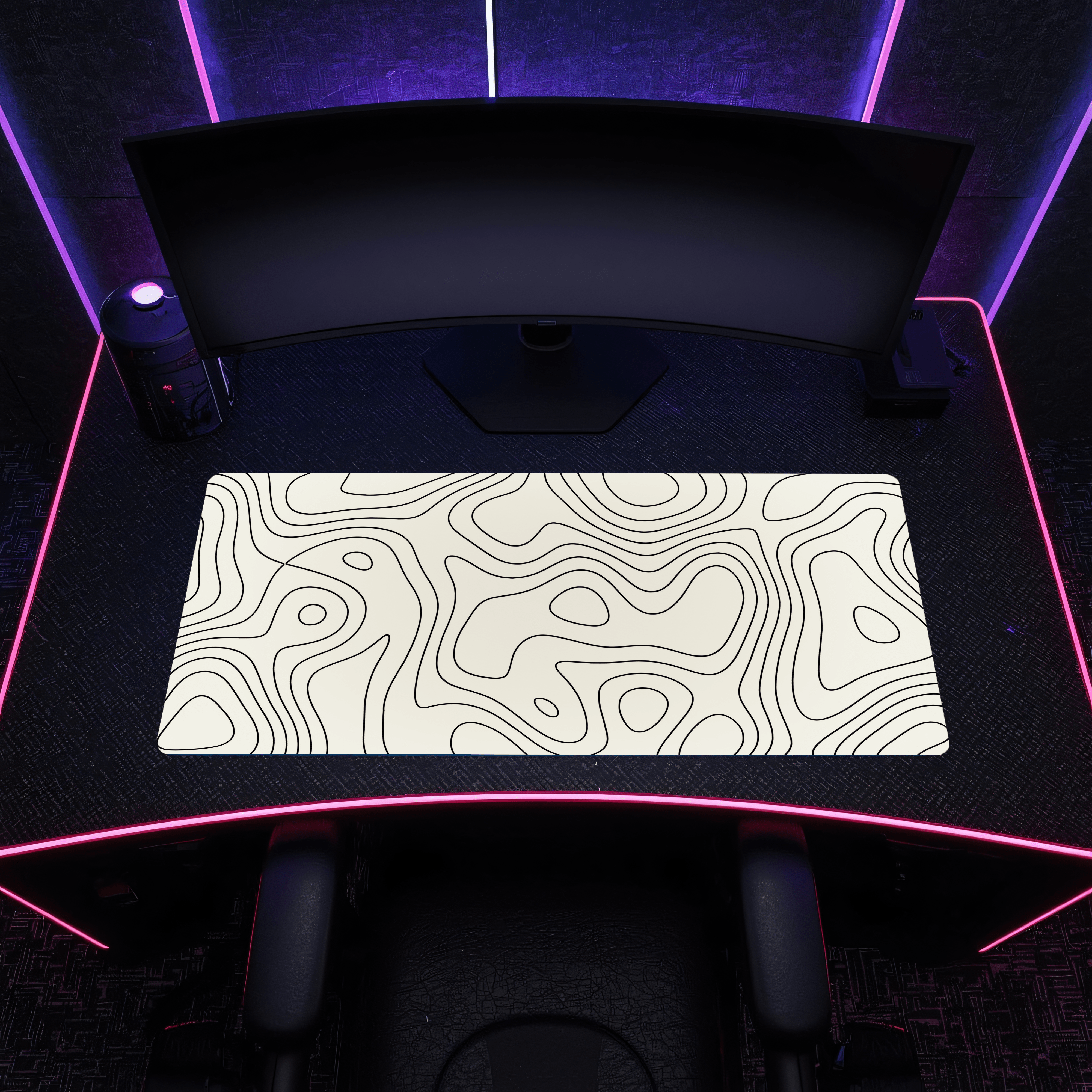 Printed Leather Desk Mat - Curvy White