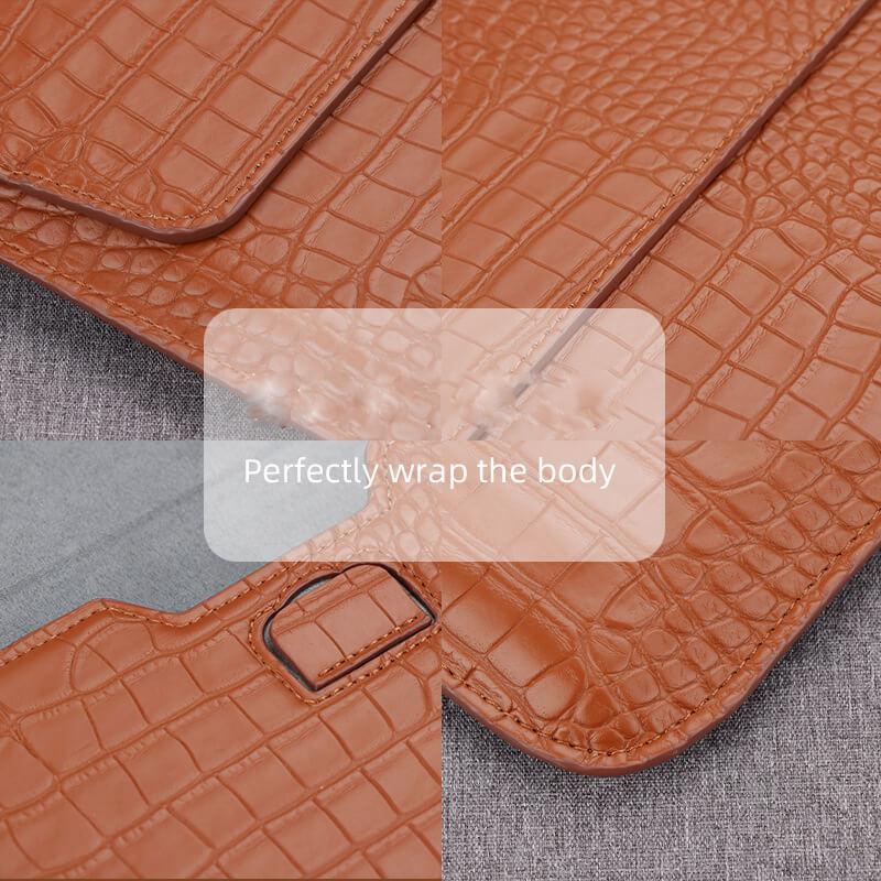 Crocodile Textured Leather Laptop Sleeve-DIVERSITY