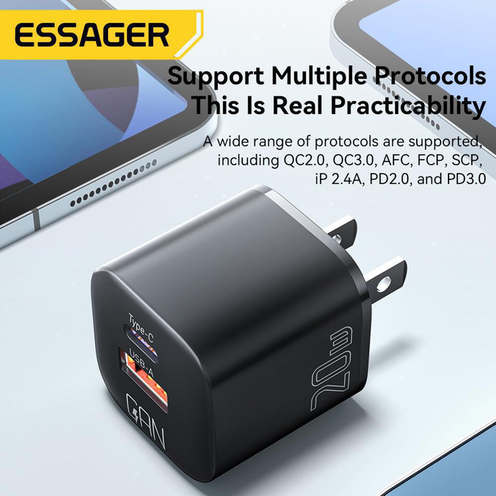 Essager 20W GaN USB-A & Type-C Fast Charger-DIVERSITY