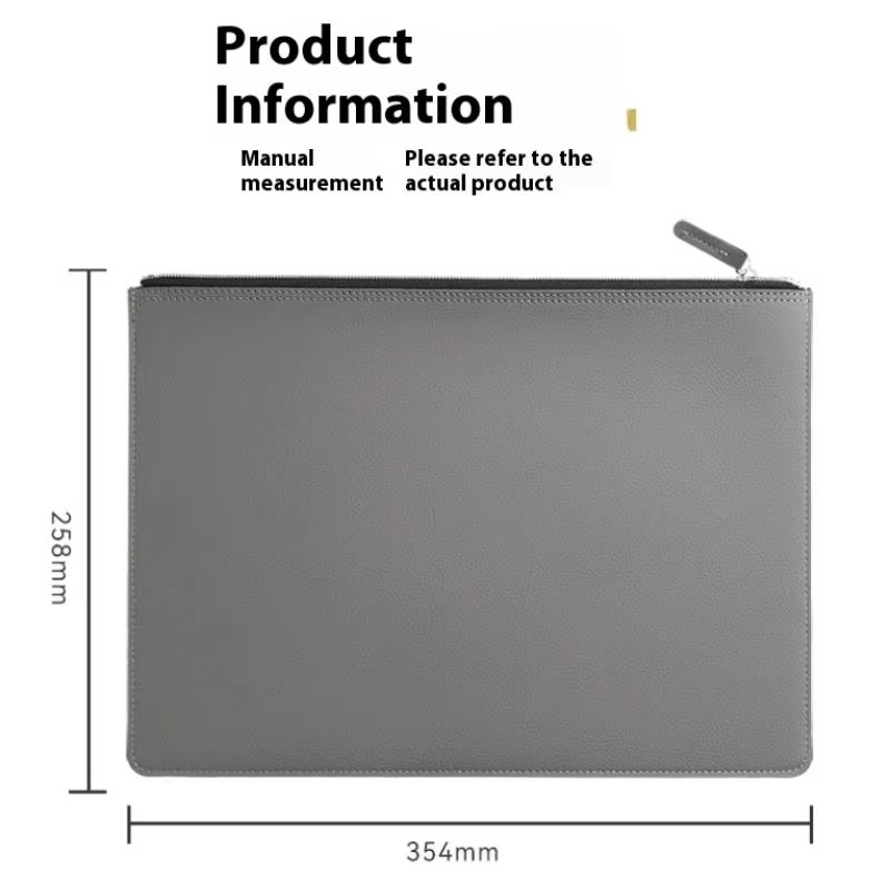 A4 Leather Document File Pouch With Zipper