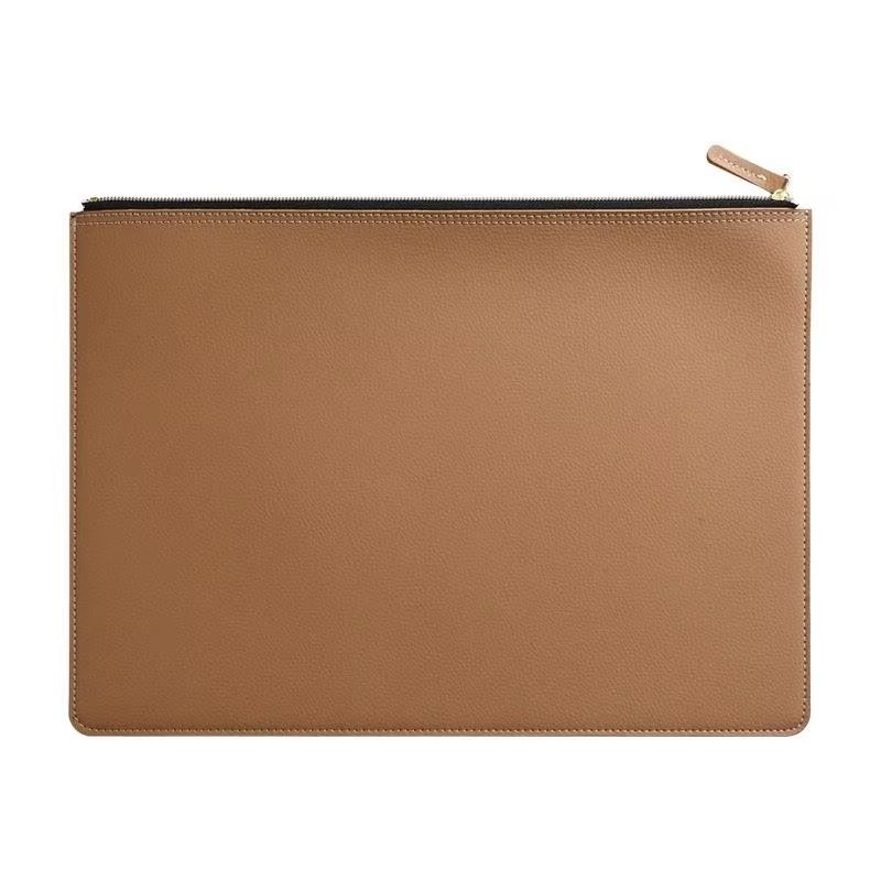 A4 Leather Document File Pouch With Zipper