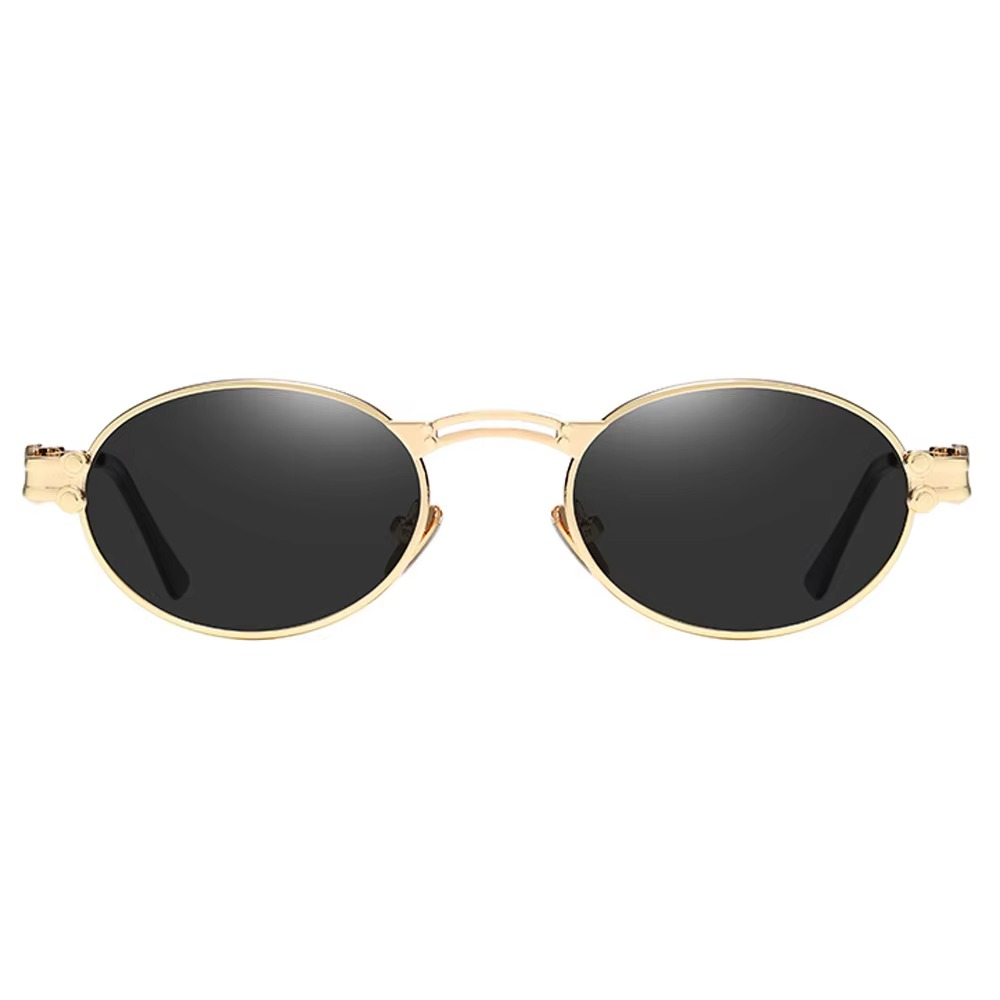 Vintage Oval Sunglasses - Gold Black