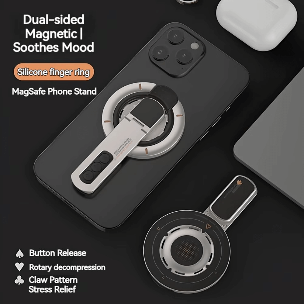 Double-Sided Magnetic Phone Holder Stand with Fidget Buttons