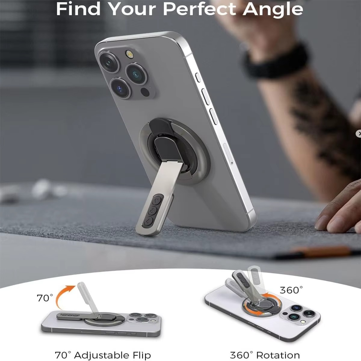 Double-Sided Magnetic Phone Holder Stand with Fidget Buttons