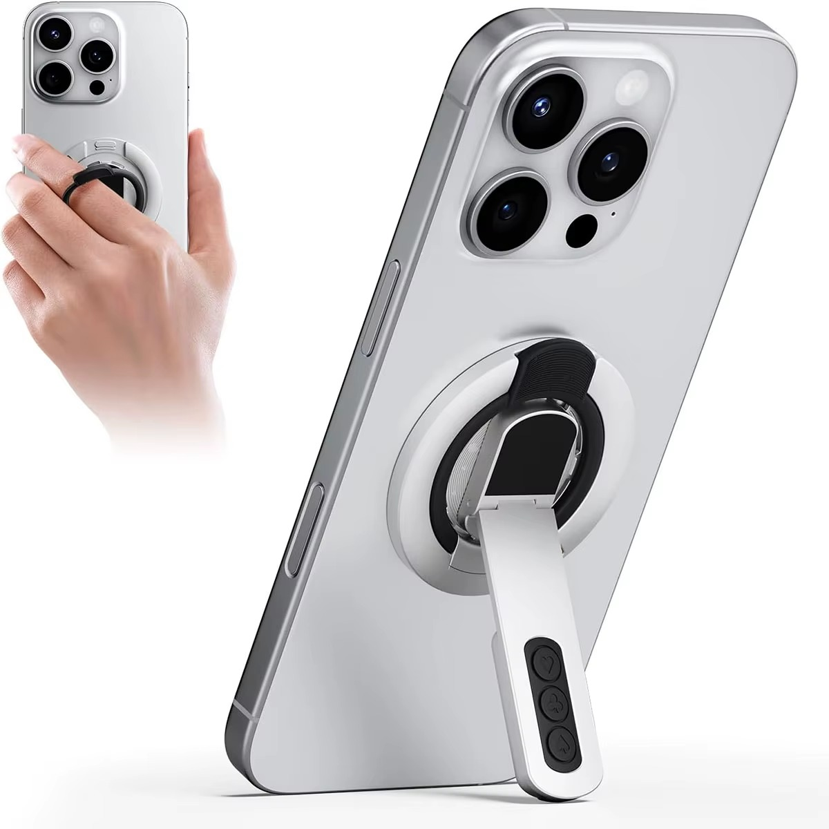 Double-Sided Magnetic Phone Holder Stand with Fidget Buttons