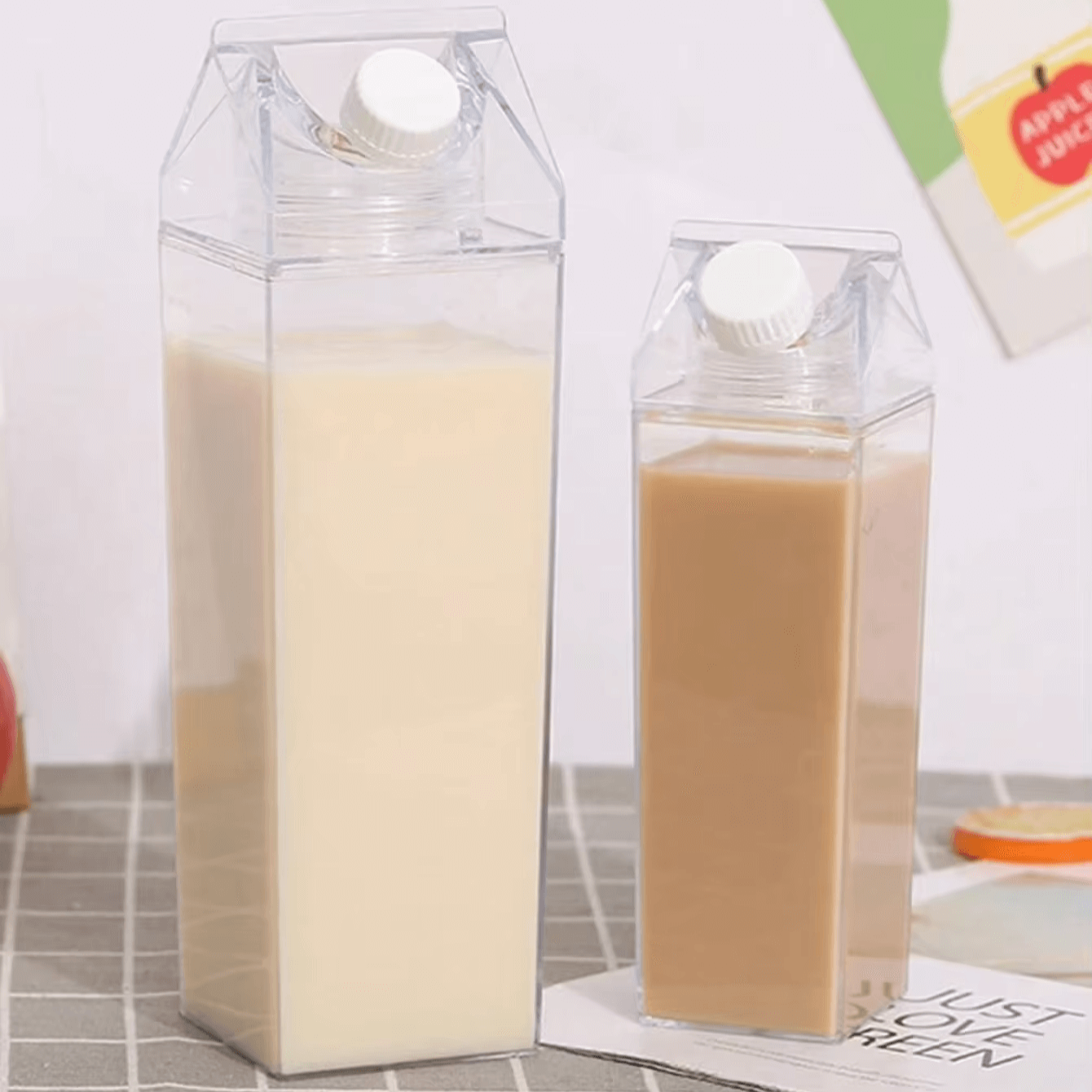 Milk Carton Design Acrylic Water Bottle