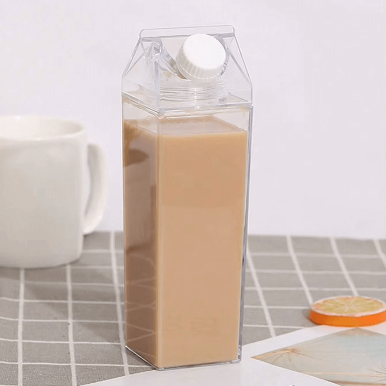Milk Carton Design Acrylic Water Bottle