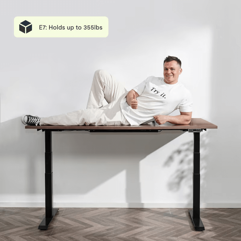 FlexiSpot E7 - Dual Motor Premium Standing Desk With Black Frame - Carmel Oak