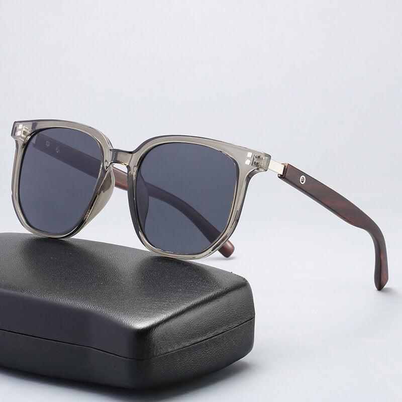 Retro Wood Texture Wayfarer Sunglasses - Transparent Grey