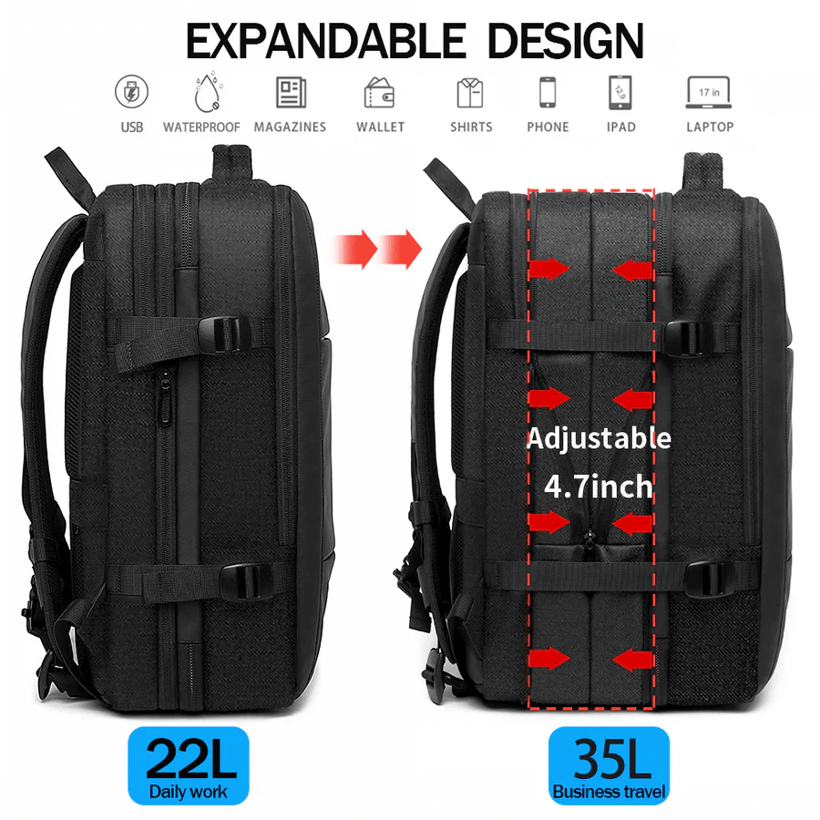 BANGE Digital Nomad Travel Backpack - Black-DIVERSITY
