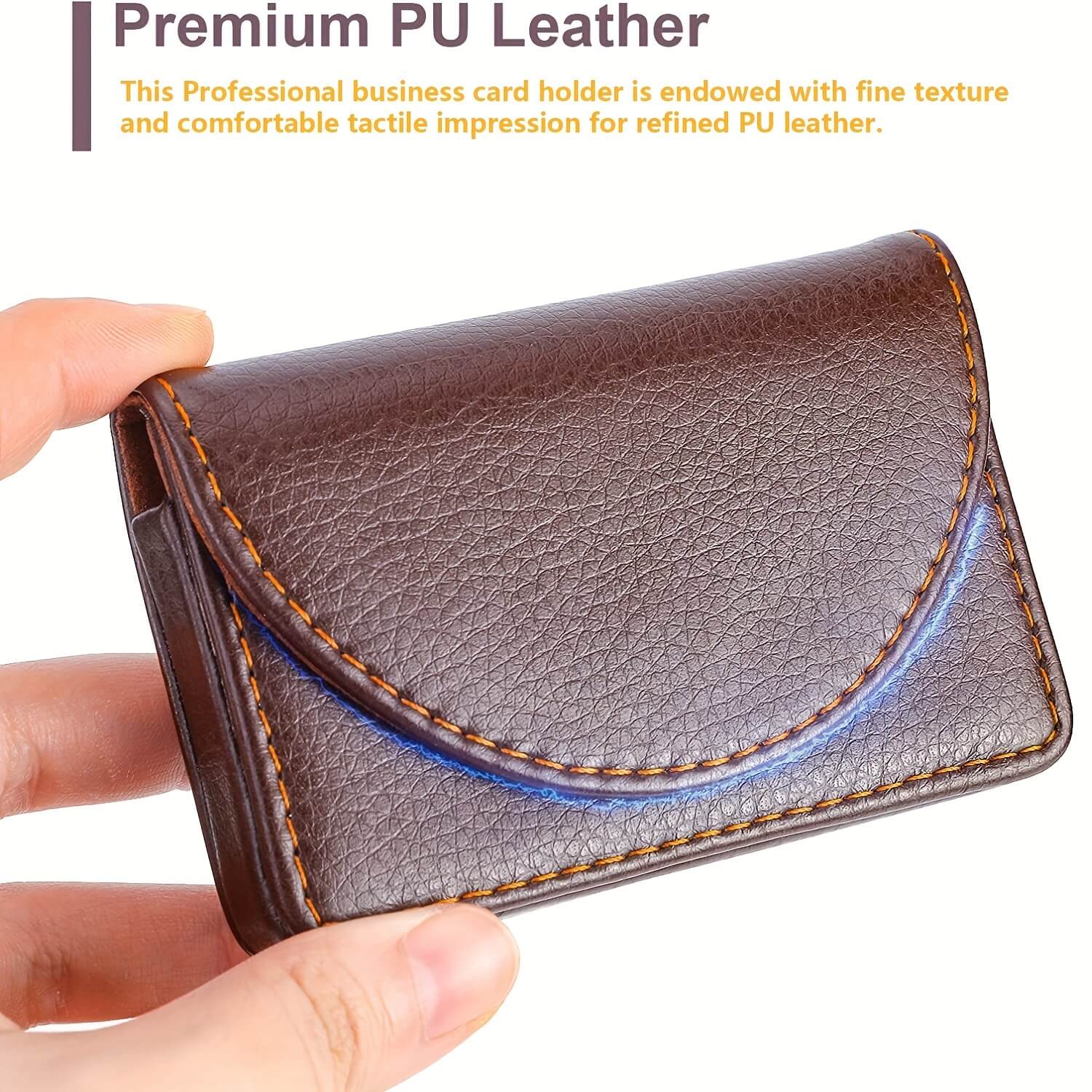 PU Leather Business Card Holder Magnetic Case