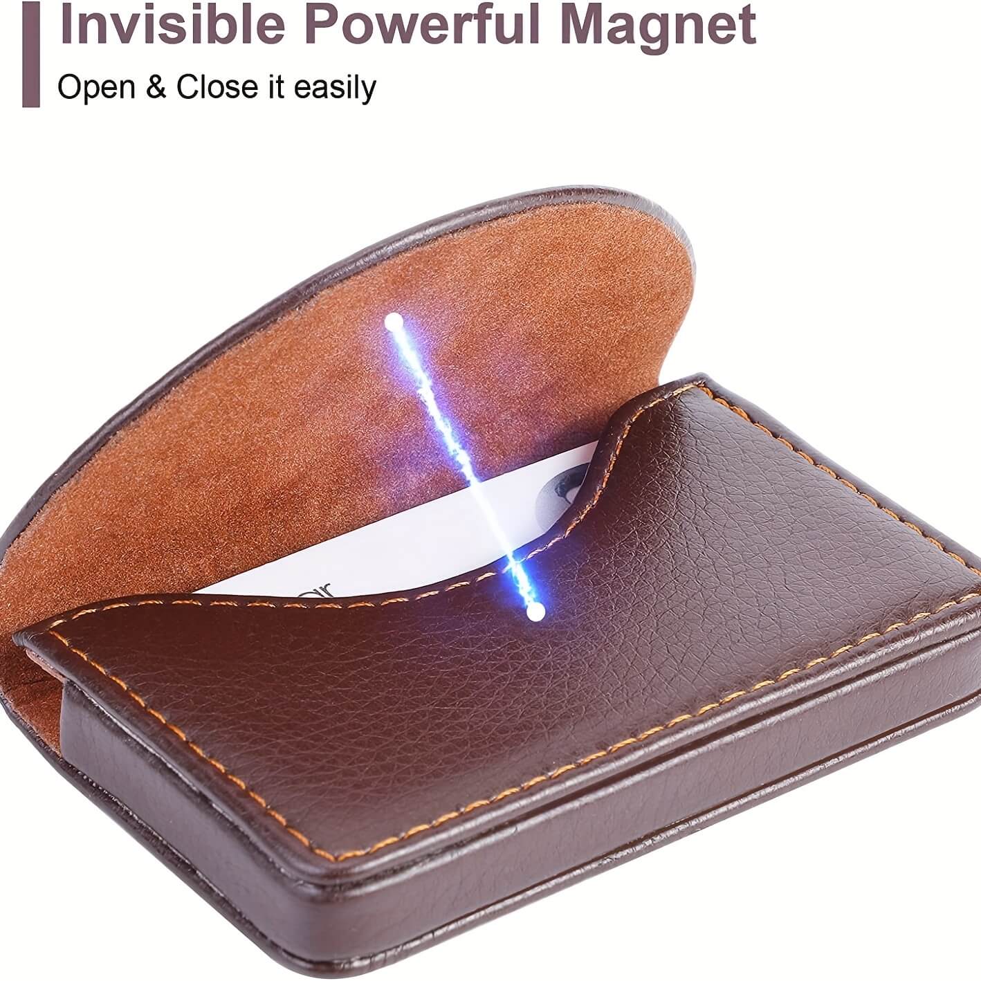 PU Leather Business Card Holder Magnetic Case