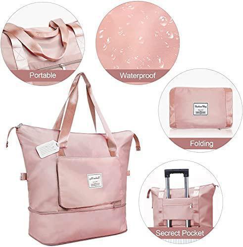 Foldable Travel Bag Plain Pink