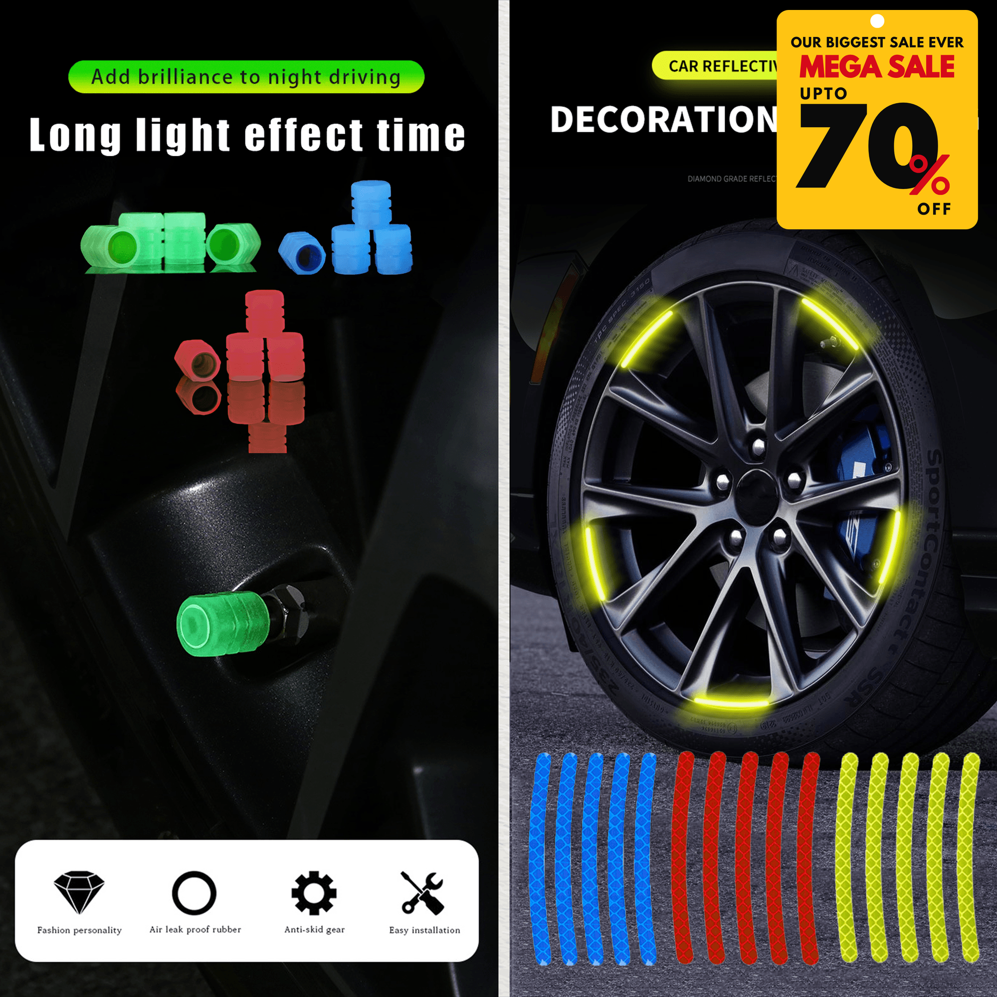 Reflective Rim Sticker & Luminous Valve Cap-DIVERSITY
