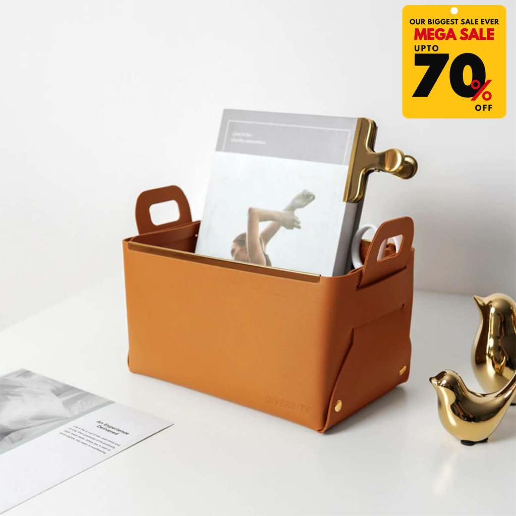 Faux Leather Nordic Storage Basket-DIVERSITY