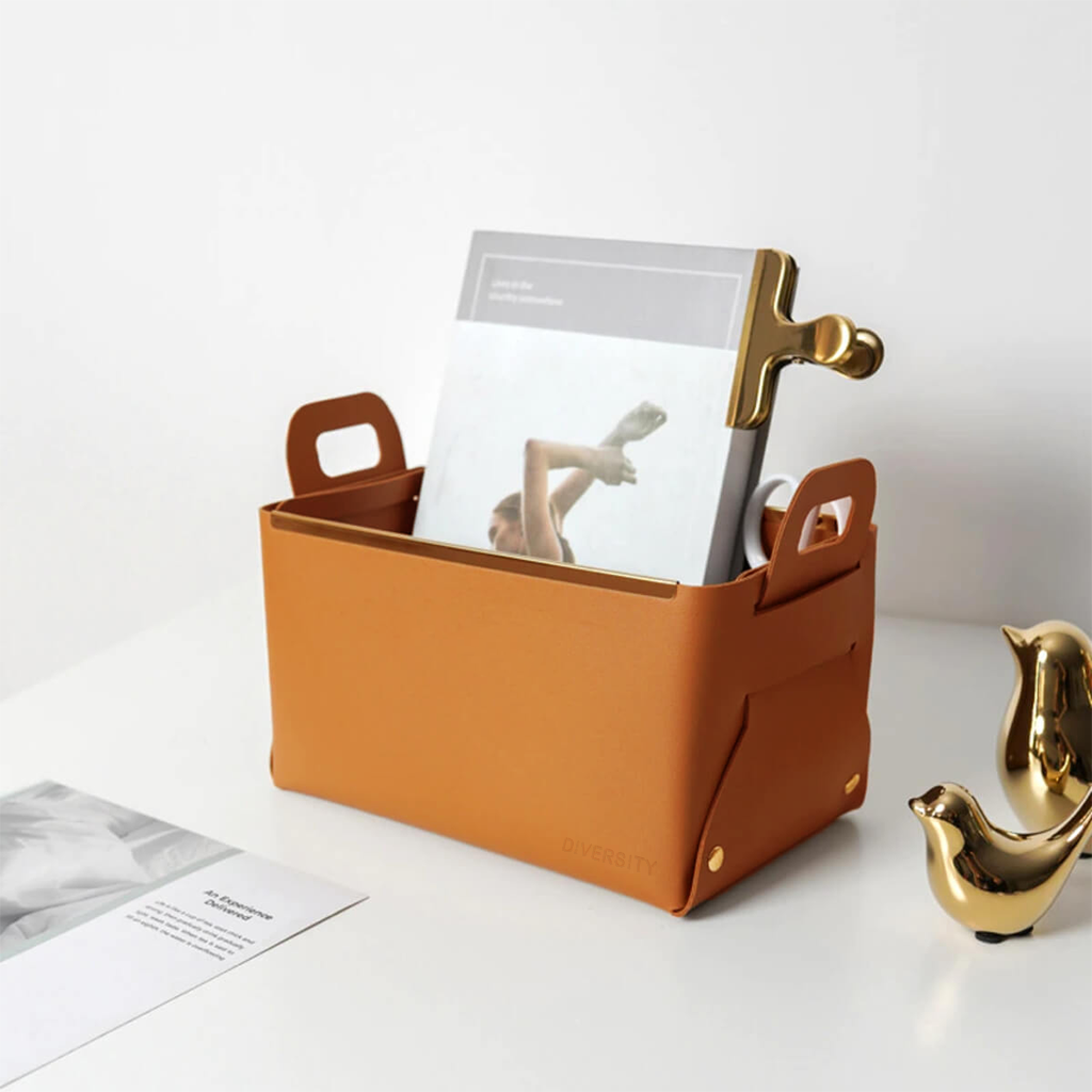 Faux Leather Nordic Storage Basket-DIVERSITY