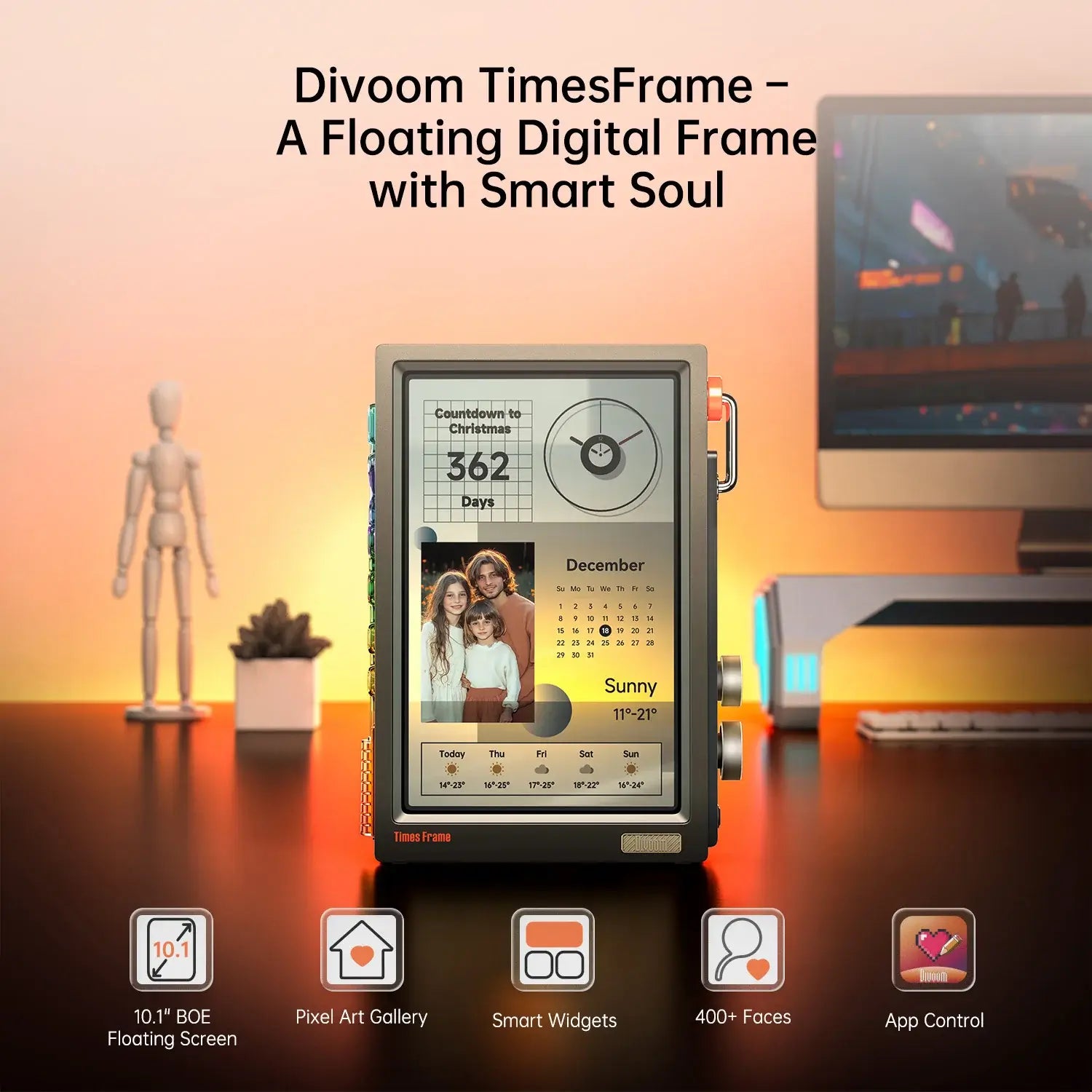 DIVOOM Times Frame Transparent Digital Picture Frame