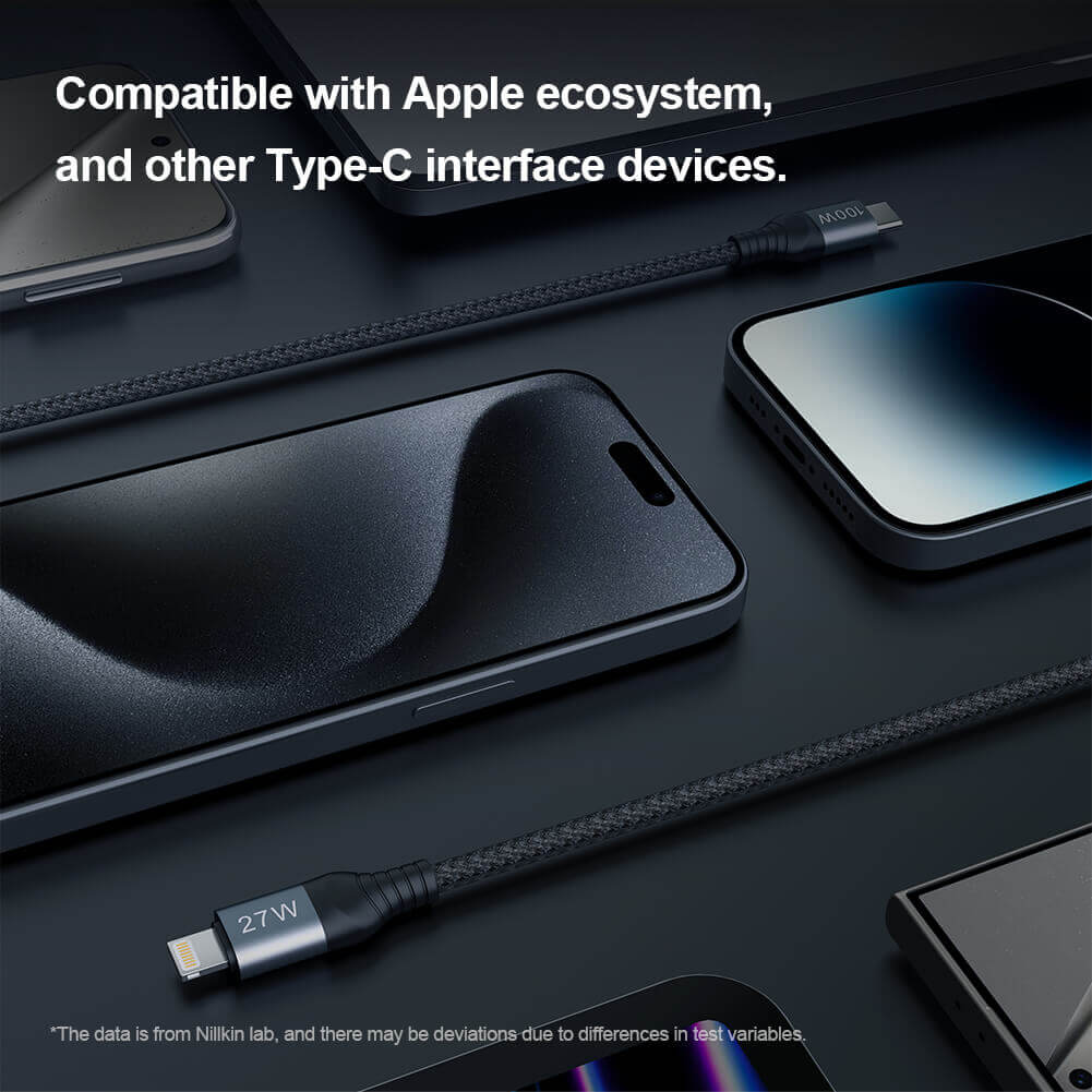 NILLKIN DualPower 2 in 1 Charging Cable Type-C to Type-C 100W & Lightning 27W