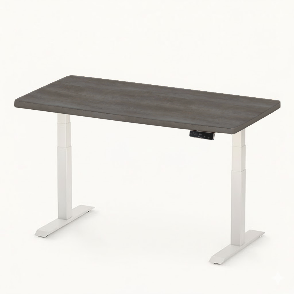 FlexiSpot E7 - Dual Motor Premium Standing Desk With White Frame - Shadow Walnut